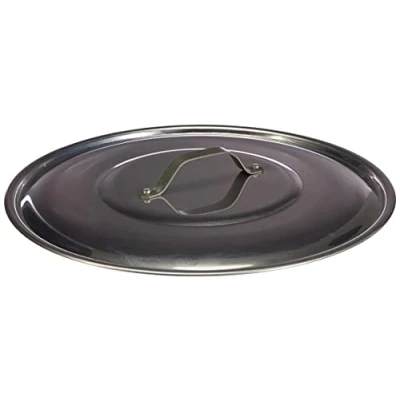 Obrázek Pentole Agnelli Alluminio 2 mm kulaté víko s můstkem bez okraje, lesklé, kovové, stříbrné/černé, 32 cm