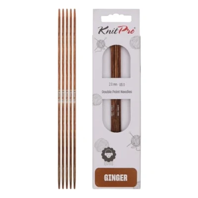 Obrázek KnitPro K31001 Punčochové pletací jehlice, Wood, hnědé, 15 cm x 2 mm, 6 Count