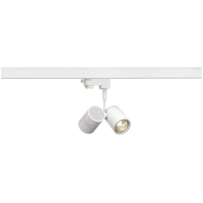 Obrázek SLV BIMA LED zářič 3 fázové, otočný a kolejnicový reflektor, stropní svítidlo, systém, vnitřní osvětlení dvouplamenné, 2xGU10, bílý matný, vč. 3fázového adaptéru