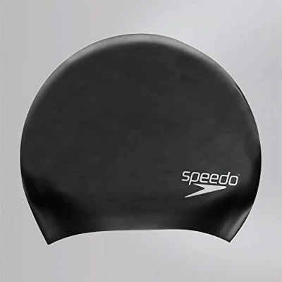Obrázek Speedo Unisex koupací čepice pro dospělé dlouhé vlasy bez tahání jednoduché nasazování tréninková pomůcka, černá, jednotná velikost
