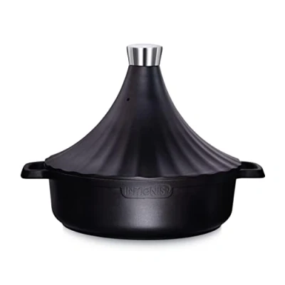 Obrázek INTIGNIS Tagine Topf Marokkanisch Backofenfestes Tajine Induktionsgefäß Aluminium Antihaft Tajin 28cm 4.43 Quart (Schwarz)