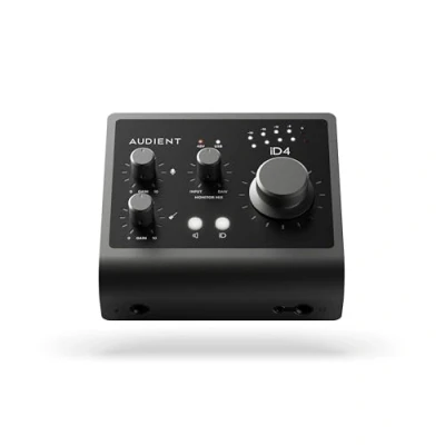 Obrázek Audient Audio rozhraní iD4 MKII, Class a konzole, mikrofonní předzesilovač (High Speed USB C, Mix monitoru funkce Panning monitoru, 2 výstupy pro sluchátka, kompatibilní s Mac/PC/iOS), černý, iD
