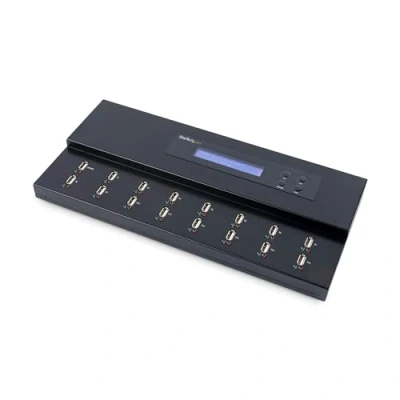 Obrázek StarTech.com 1:15 USB Stick klonovací stanice a mazací přístroj, kopírka pro více disků, systém soubory Sector by kopírování, 1,5 GB/min, Single 3 Pass mazání, LCD displej