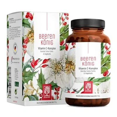 Obrázek vitamín C komplex 180 kapslí přírodní s vysokou dávkou z Acerola, šípky a Camu přírodní, rostlinné, veganské bez přísad 6 měsíců zásoba