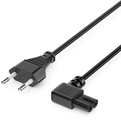 Obrázek deleyCON 2m Síťový Kabel Napájecí Proud Konektor typu C Euro zástrčka na zdířku C7 90 Vroubkovaný pro malé přístroje 8 TV Blu Ray Domácí spotřebiče