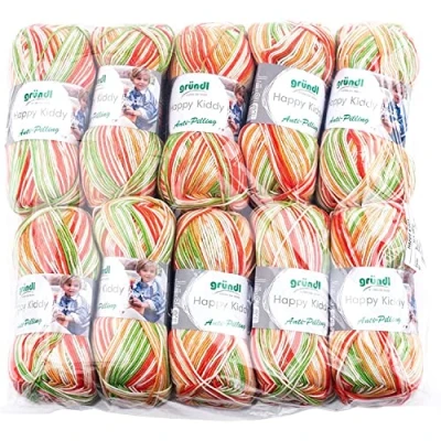 Obrázek Gründl Happy Kiddy (pletací a háčkovací příze s vlněným charakterem ze 100% polyakryl, Anti Pilling, 100 g / 250 m, tloušťka jehlic: 4 5, 10 x g), Peach Color