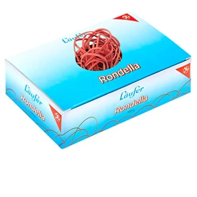 Obrázek Läufer 51742 Rondella gumové pásky 80 x 2 mm, průměr 50 mm široké kroužky, krabice 500 g, červená