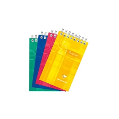 Obrázek Clairefontaine Spirálový blok 8552C, čtverečkovaný, 75 x 120 mm, ideální pro poznámky, 60 listů, 1 kus, barevně tříděné