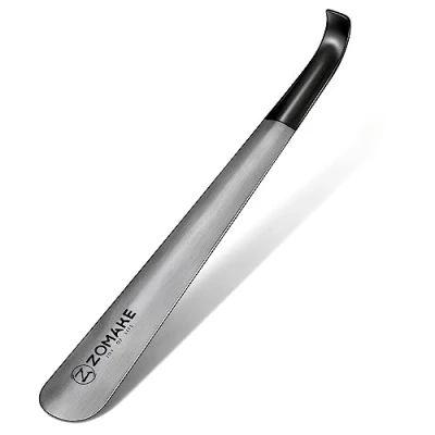 Obrázek ZOMAKE Schuhlöffel Metall Lang 42cm,Langer Schuhanzieher Edelstahl Shoe Horn Silber Stabil mit Gummihülse für Senioren