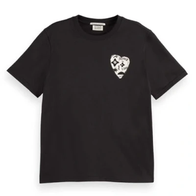 Obrázek Scotch &amp; Soda Damen Chest Artwork Regular Fit T Shirt, Schwarz, S EU