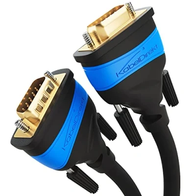 Obrázek KabelDirekt 1 m kabel VGA monitoru pro maximální kvalitu obrazu díky vysoce čistým měděným vedením (Full HD, na VGA, spojuje PC s obrazovkou/projektorem/projektorem, D Sub 15, černý)