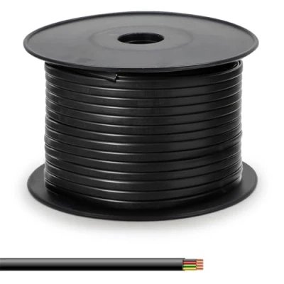 Obrázek Waytex 36100 Telefonkabel, flach, Schwarz, 4 adrig, Spule, 100 m, für RJ11 Telefonanschluss
