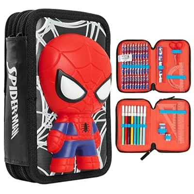Obrázek Marvel Penál pro chlapce, penál, vějíře, plněné, do školy, plsti, pastelky, dárek Spiderman, Avengers, první škola, základní 3d
