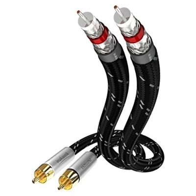 Obrázek inakustik 006041007 Audiokabel 2 Cinch Stereo 0,75 m für Source Audio/DAC/Tuner/CD Player/Verstärker/Vorverstärker, Schwarz/Silber