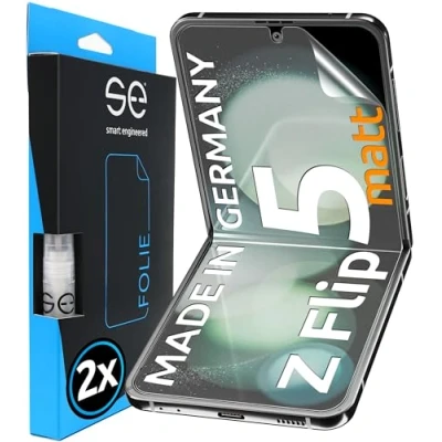Obrázek S. E pro Samsung Galaxy z Flip 5 fólie, matná antireflexní, 2x Full Screen, pomůcka umístění, ochranná fólie na displej, Německa