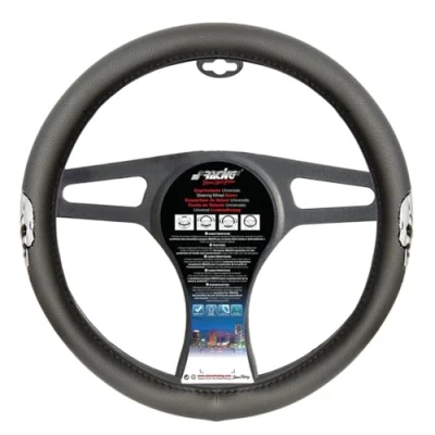 Obrázek Simoni Racing Lenkradbezug Silver Skulls Schwarz Ökoleder/Silber 37 39cm