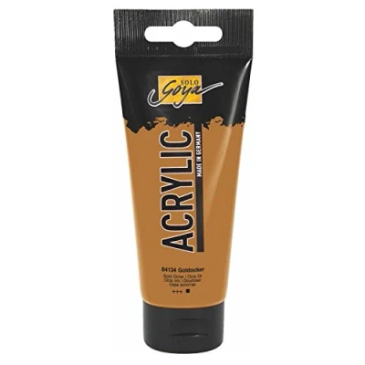 Obrázek KREUL 84134 Solo Goya Acrylic, 100ml tuba v zlatém doku, krémová, mnohostranně použitelná akrylová barva ve studijní kvalitě, na vodní bázi, rychle a matně schnoucí, dobře krycí, vodotěsná