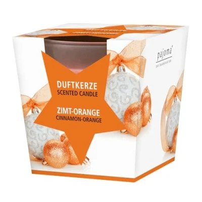 Obrázek pajoma® Vonná svíčka, skořicově oranžová v satinovaném skle 120 g hmotnost vosku, doba hoření: 25 hodin, ušlechtilém dárkovém balení prémiová kvalita