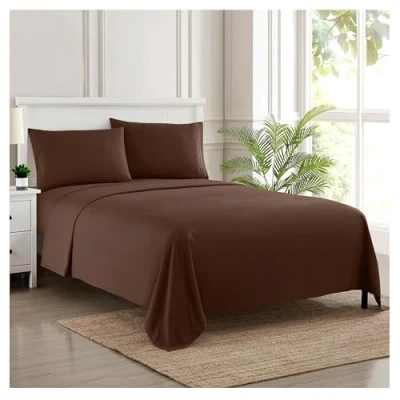 Obrázek Sweet Home Collection Bettlaken Set mit Fadenzahl 1800, weiche ägyptische Qualität, gebürstete Mikrofaser, Luxus Bettwäsche Bettlaken, Spannbetttuch, 2 Kissenbezüge