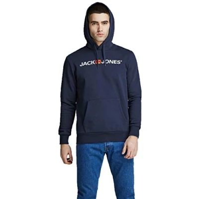 Obrázek JACK &amp; JONES Male svetr s kapucí logo kapucí, Námořnická modrá Blejzr, XL