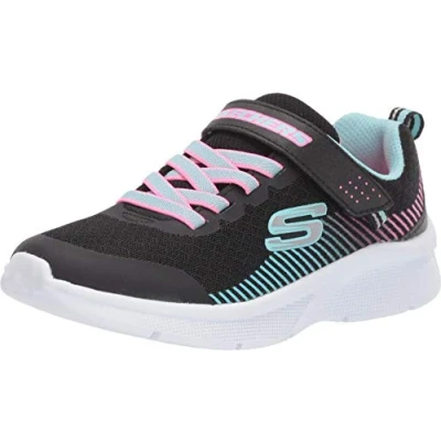 Obrázek Skechers Mädchen Microspec Sneaker, Black Mesh Aqua &amp; Neon Pink Trim, 36 EU
