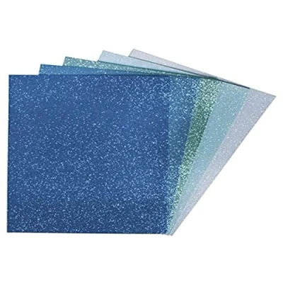 Obrázek Rayher Hobby 75438999 desky z mechové pryže třpytky, samolepicí, různé odstíny modré a zelené, 5 kusů, 20 x 30 0,2 cm