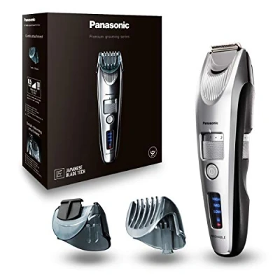 Obrázek Panasonic ER SB60 S803 zastřihovač vousů pro muže, přenosný, vodotěsný vlasů, 20 délek, 2 nástavce, přesný zastřihovač, bezdrátový a kabelový provoz, nabíjecí stanice, stříbrný