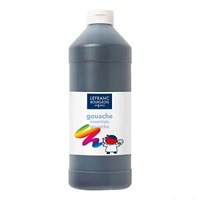 Obrázek Lefranc Bourgeois 188523 Value Děti barva kvaš na vodní bázi, zářivé barvy, krycí, připravené k použití, omyvatelný, dávkovací otvor, láhev 1000 ml černá