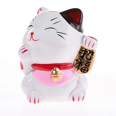 Obrázek Lachineuse Japanische Glückskatze, Blanc et Rouge Dominant, 9x8x14cm