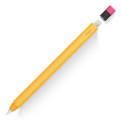 Obrázek elago Klasické pouzdro kompatibilní s Apple Pencil 1. Generation Cover obal, trvalý silikon, klasický design, perfektní držení, ochranná kůže, prémiový silikon (žlutý)