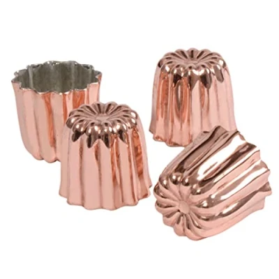 Obrázek patisse Lot de 4 moules à canelés cuivre Ø 4,5 cm kusy formiček na trubičky z mědi, 45 mm, Rich Copper, cm,