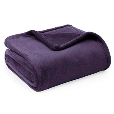 Obrázek BEDSURE Hebká deka, flaušová fleecová deka do bytu, teplá zima, měkká, na pohovku malá, gauč, blanket, bytové a hebké deky pro děti 130 x 150 cm, přehoz pohovku, fialová