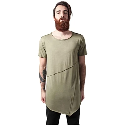 Obrázek Urban Classics LONG OPEN EDGE Front ZIP TEE Triko s potiskem, Muži, Velikost: Medium, Lightolive