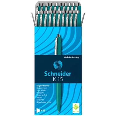 Obrázek Schneider K 15 kuličkové pero (na dokumenty, tloušťka čáry: M, barva pera: zelená) 20 kusů, zelená