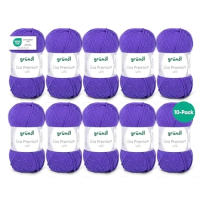 Obrázek Gründl Vlna Lisa Premium Uni pletací příze ze 100% polyakrylu, pro háčkování/pletení 50 g / 133 m, 10 x klubko, jehla: 3,5 4,5, fialová 21