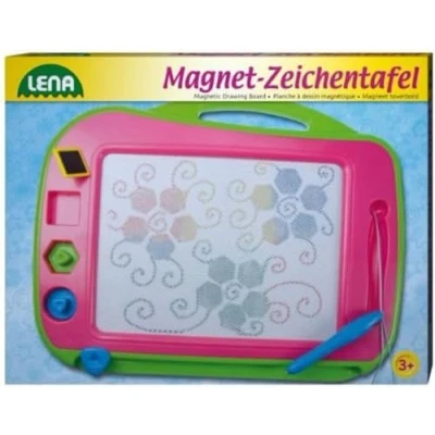 Obrázek Lena 65714 Velká magnetická tabule s magnetem, cca 41 cm, kouzelná rukojetí, upevněná tužka a 3 razítka, pro děti od let, na malování se 4