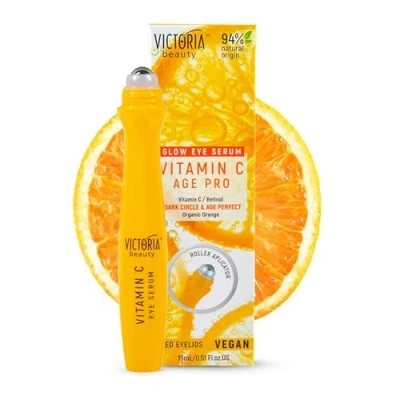 Obrázek Victoria Beauty Augen Roll On kühlend mit Vitamin C, Augenroller gegen Falten und Augenringe, Soforteffekt Augenserum Retinol, Anti Aging Augencreme, optimale Augenpflege, 15ml