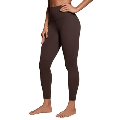 Obrázek CRZ YOGA Butterluxe dámské sportovní legíny s vysokým pasem neprůhledné na jógu kalhoty Workout Gym 64 cm/71 cm, Žhavá fudge hnědá