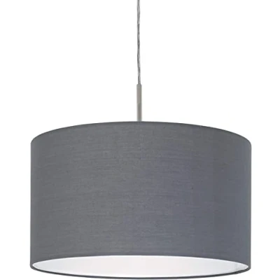 Obrázek EGLO Závěsná lampa Pasteri, 1 plamenné textilní závěsné svítidlo, svítidlo z kovu stříbrné s stínidlem v šedé barvě, objímka E27, Ø 38 cm