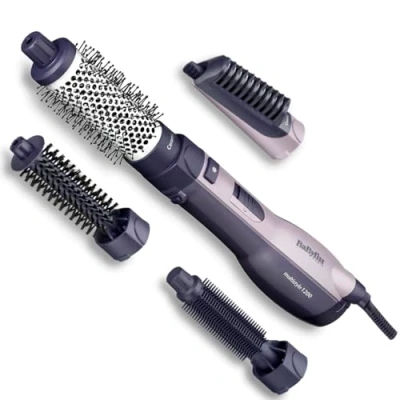 Obrázek BaByliss kartáč na teplý vzduch se 1200 W, fénovací 4 nástavci a různými průměry pro objem nebo hladký vzhled, ionizační technologie efekt proti zacuchání, AS121E