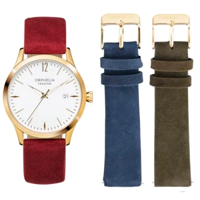 Obrázek Orphelia Fashion dámské analogové Quartz hodinky semiš s koženým náramkem, vícebarevné, Pásek