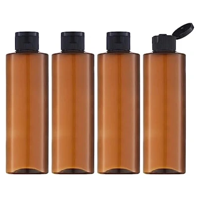Obrázek Toureal Sada 250 ml cestovních lahví s výklopným víčkem (4 kusy) Prázdný dávkovač plastových lahví, plnicí lahve pro kosmetiku nálevkou (hnědá)