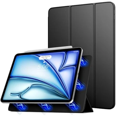 Obrázek TiMOVO pouzdro pro iPad Air 11 palců (M2) 2024, 6./5./4. Generace (2024/2022/2020), silně magnetický trojitý stojan pouzdro, podporuje Apple Pencil Pro/2nd/USB C černý