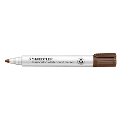 Obrázek STAEDTLER Popisovač na bílou tabuli Lumocolor, hnědý, suchý a beze zbytku omyvatelný, kulatý hrot cca 2 mm šířka linie, vysoká kvalita Made in Germany, 10 hnědých značek, 351 7