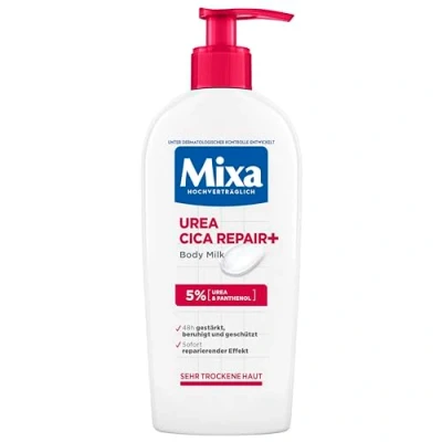 Obrázek Mixa urea Cica Body Lotion, zklidňující a ochranné tělové mléko, s ureou &amp; regeneračním panthenolem, pro velmi suchou pokožku, vysoce snášené, zabraňuje podráždění kůže před Repair+, 250 ml