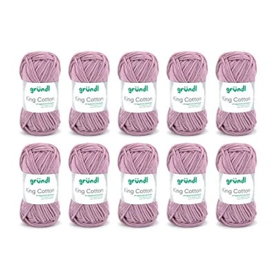 Obrázek Gründl King Cotton (měkká a objemná pletací háčkovací příze z 55 % polyakrylu 45 bavlny, 50 g / 78 m, tloušťka jehlic: 6 7, 10 x g), růže