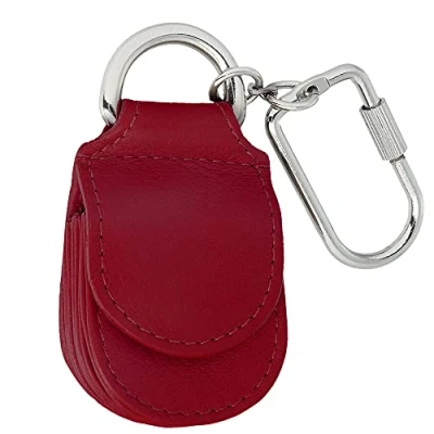 Obrázek MANAGE Přívěsek na klíče kůže mince s kroužkem a karabinou Unisex Keychain od auta vč. mini peněženky drobné Velký výběr barev, červená