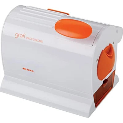 Obrázek Ariete 445 Gratì Professional elektrické struhadlo, profesionální, extra velká role z ušlechtilé oceli, odnímatelná nádoba s víkem, 120 W, bílá/oranžová