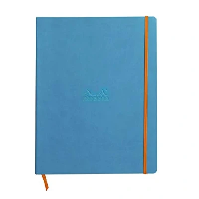 Obrázek Rhodia 117707C Rhodiarama zápisník (s měkkým víkem ve formátu DIN A4+, 220 x 297 mm, 80 listů, mikroperforovaný, linkovaný, s gumovým páskem, záložkou, roztažitelná vnitřní kapsa) 1 kus, tyrkysová