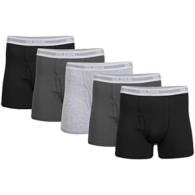 Obrázek Gildan Herren Underwear Boxer Briefs, Multipack Retroshorts, Schwarz/Anthrazit/Sportgrau (5er Pack, kürzere Länge), Large